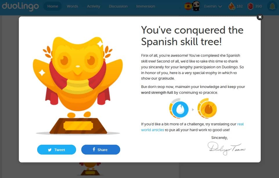 Duolingo Recognition Achievement