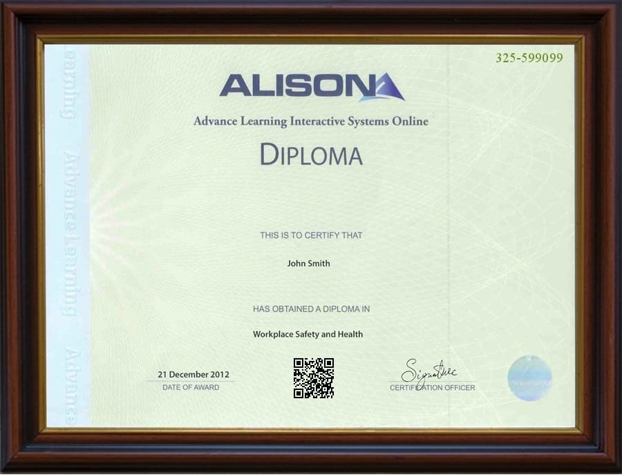 ALISON Framed Diploma Parchment