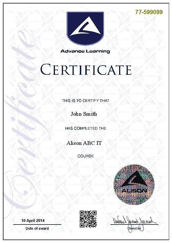 ALISON PDF Certificate