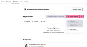 My Lessons Dashboard