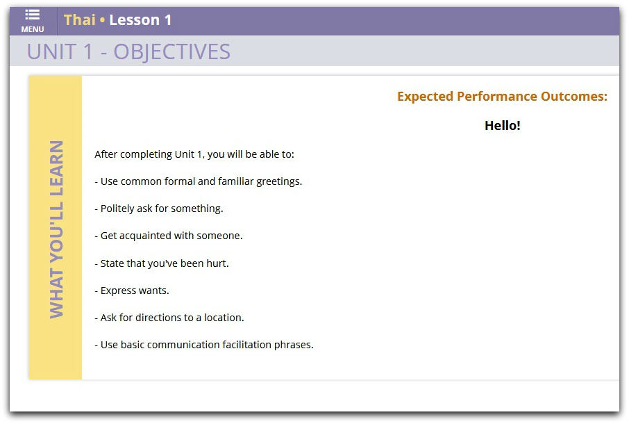 Transparent Language Objective For Each Lesson