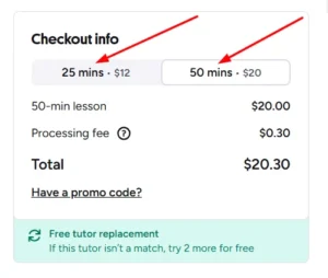 Preply Checkout info