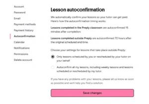 Preply Setting Autoconfirmation Options