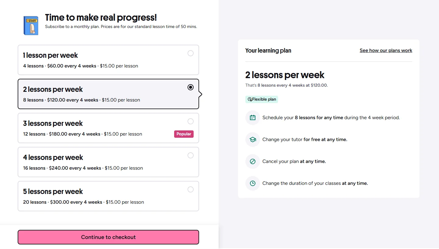 Preply Subscription Plan