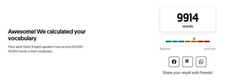 Preply Test Your English Vocab My Result