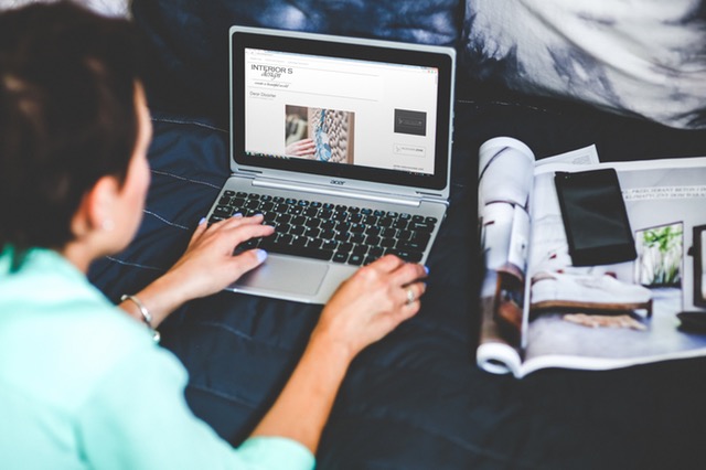 Woman Checking Her Blog