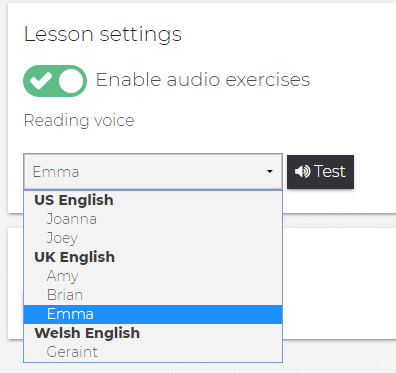 Reading Voice Option