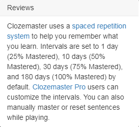 How Clozemaster Spaced Repetition Interval Works