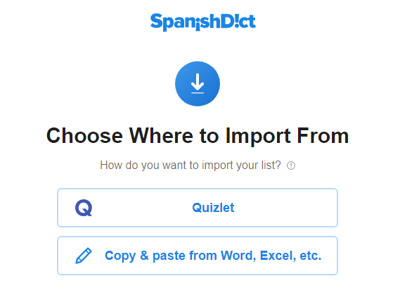 SpanishDict Vocabulary Import Feature
