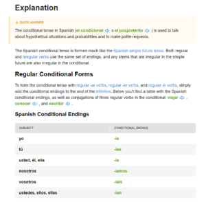 SpanishDict Grammar Lesson Explanation