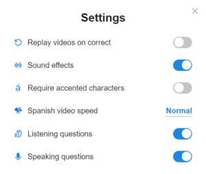 SpanishDict Grammar Lesson Settings Updated