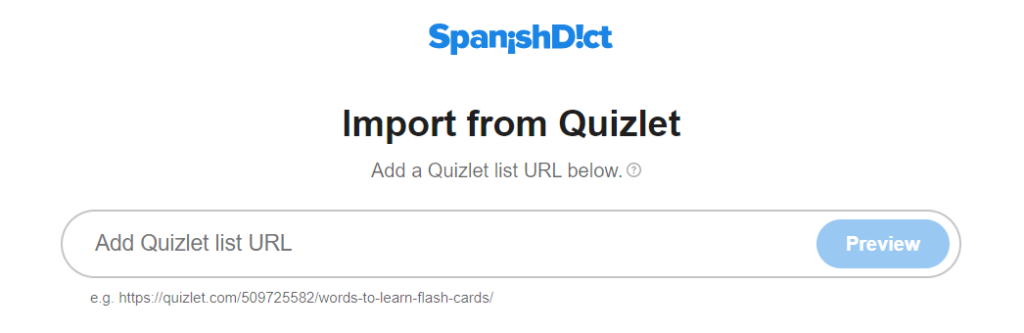 SpanishDict Import From Quizlet