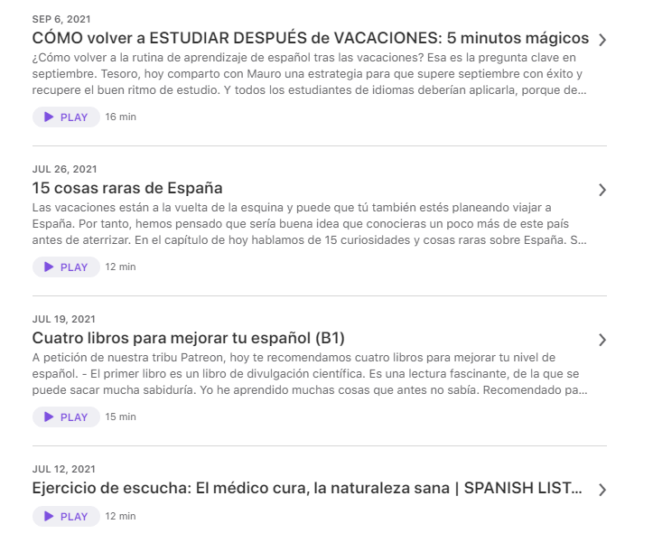 Español Automático Podcast List