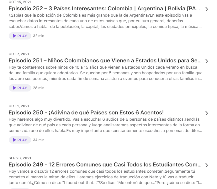 Españolistos Podcast Lists