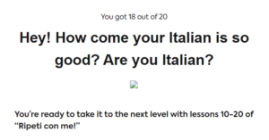 Think In Italian Grammar Challenge Total Beginner Result