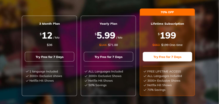 Lingopie Pricing Plan